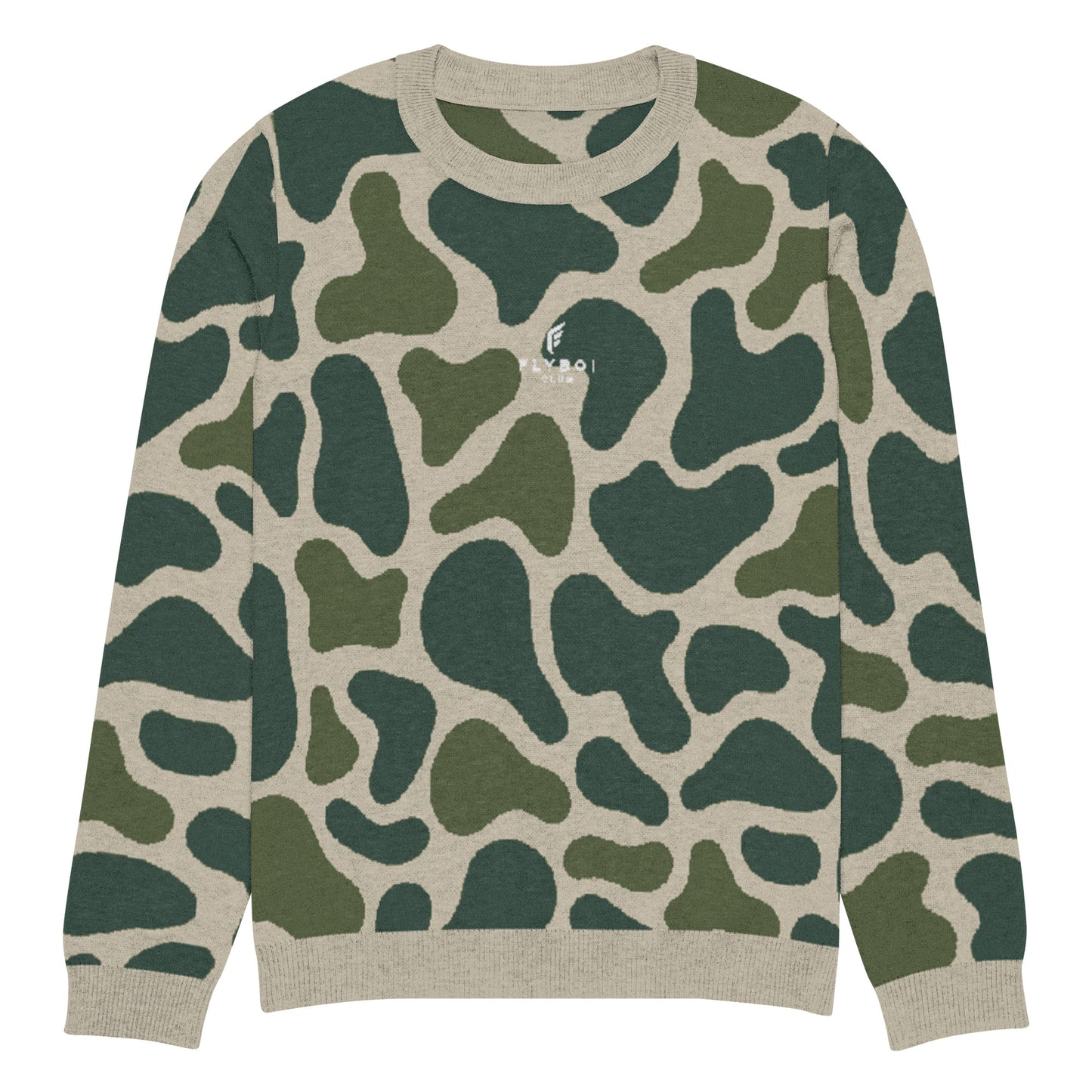 Green Camo Knitted crew neck sweater