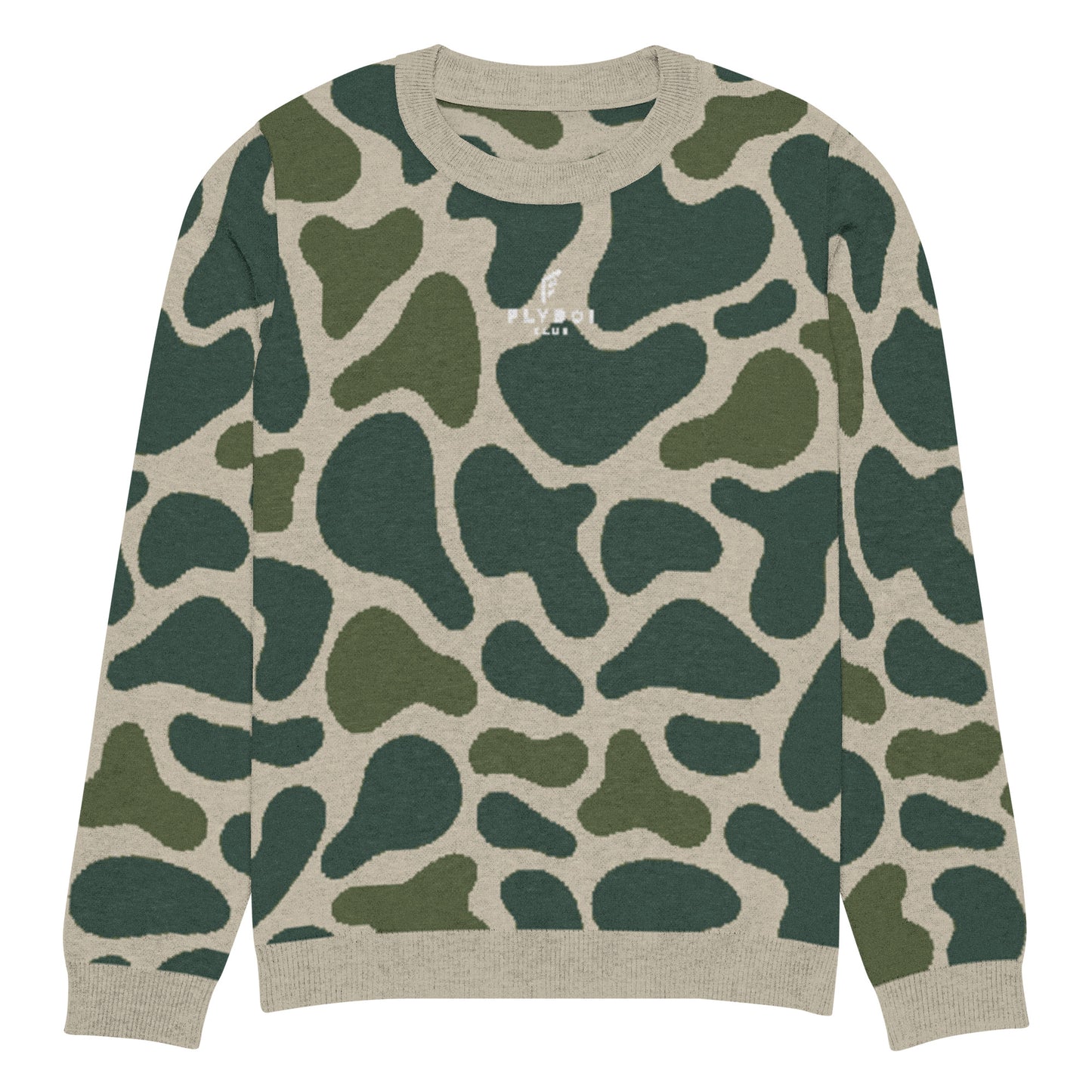Green Camo Knitted crew neck sweater