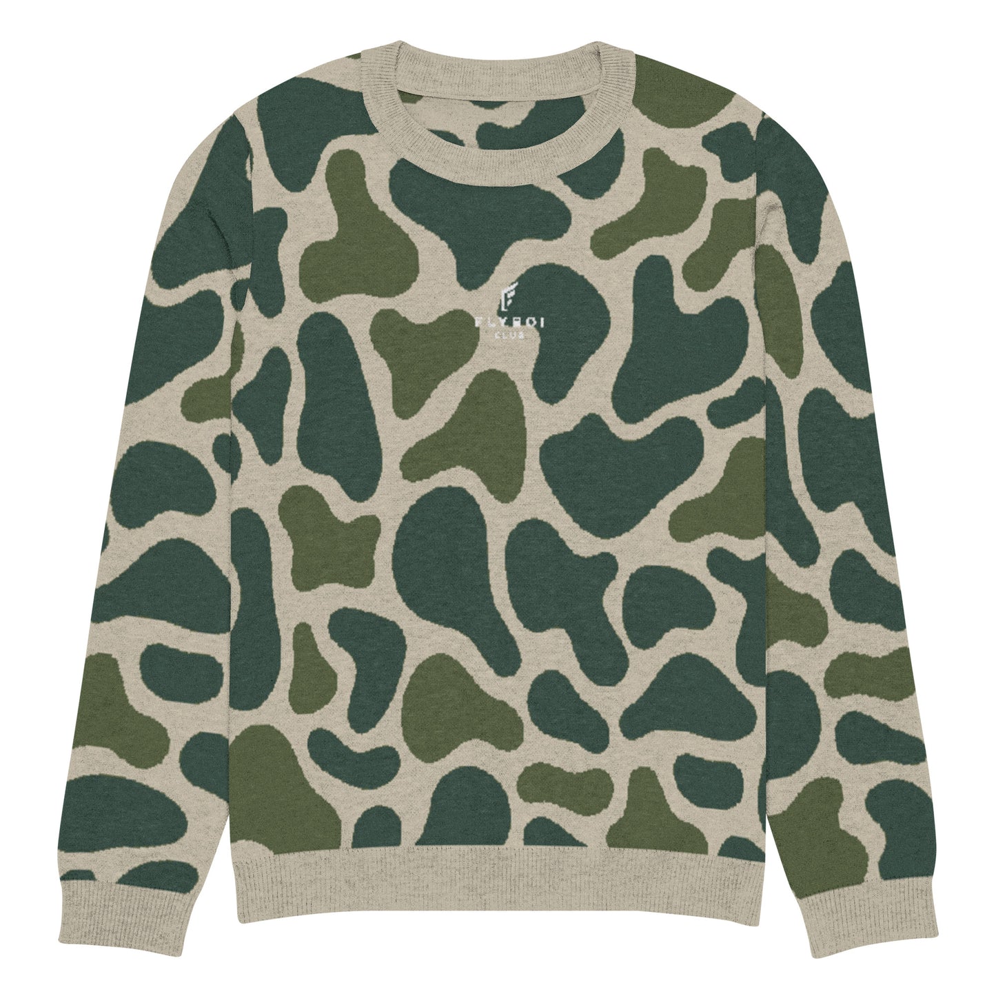 Green Camo Knitted crew neck sweater