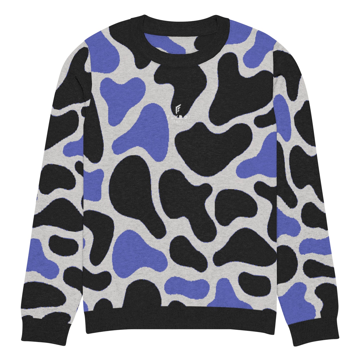Blue Camo Knitted crew neck sweater