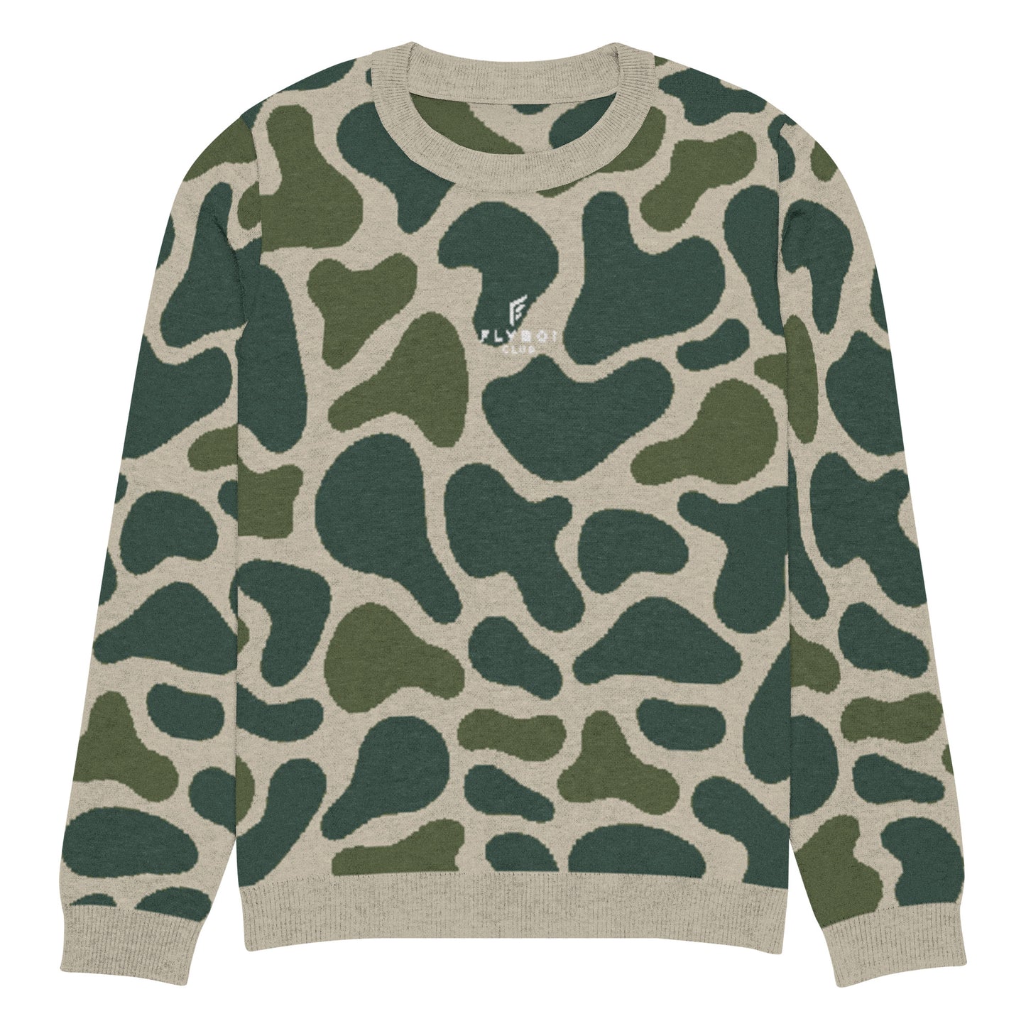 Green Camo Knitted crew neck sweater