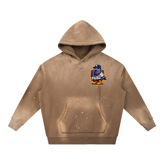 NYC Mascot Vintage Washed Frayed Fleece Hoodie