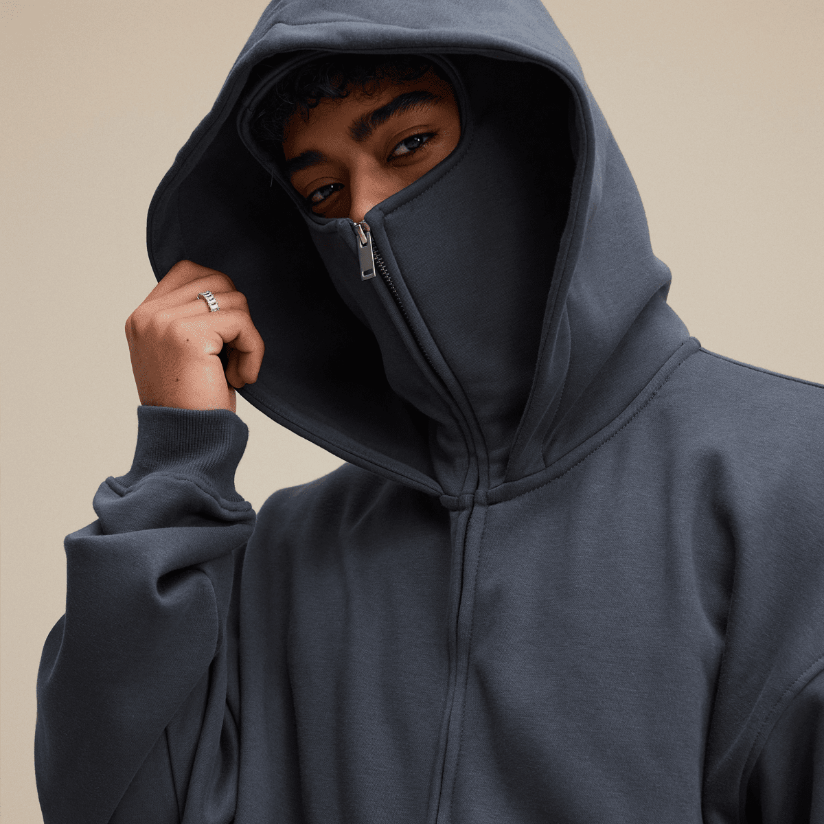 Flyboi Windproof Sports Zip-up Hoodie with Built-in Face Mask