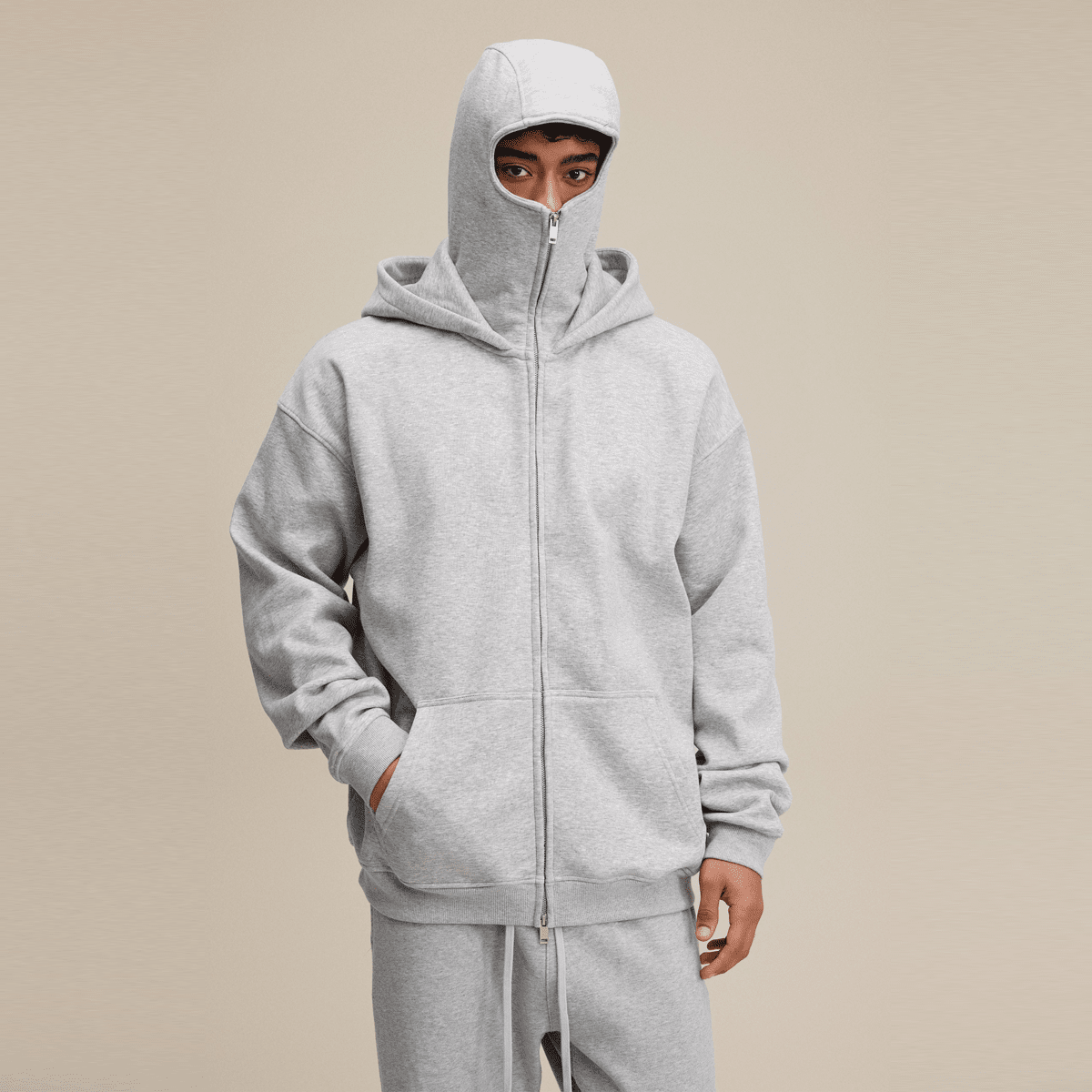 Flyboi Windproof Sports Zip-up Hoodie with Built-in Face Mask