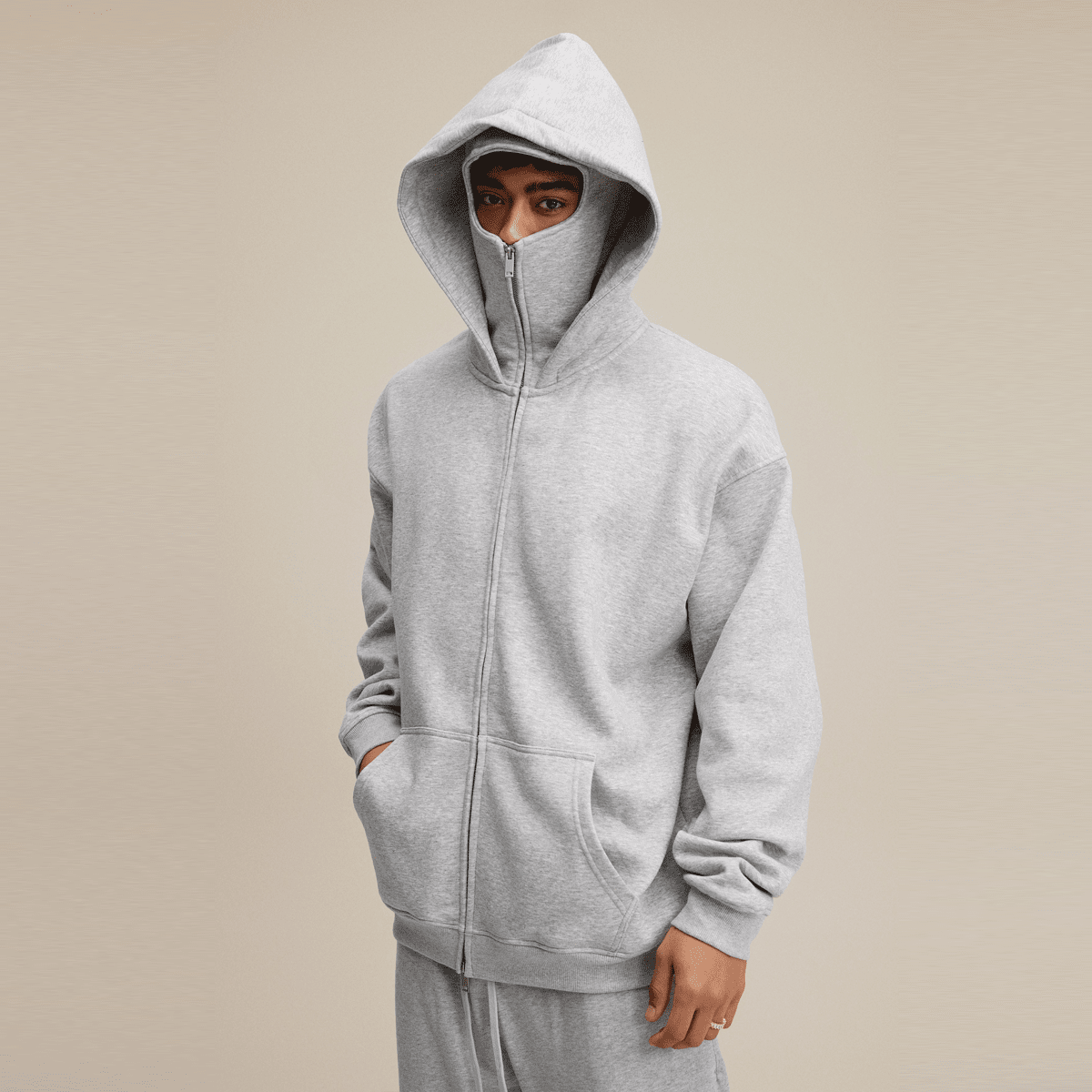 Flyboi Windproof Sports Zip-up Hoodie with Built-in Face Mask