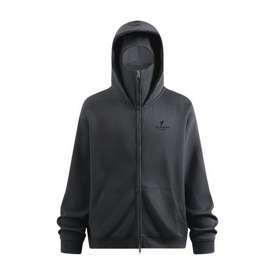 Flyboi Windproof Sports Zip-up Hoodie with Built-in Face Mask