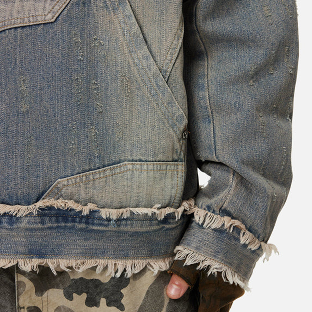 MFly Doom Washed Distressed Denim Hoodie