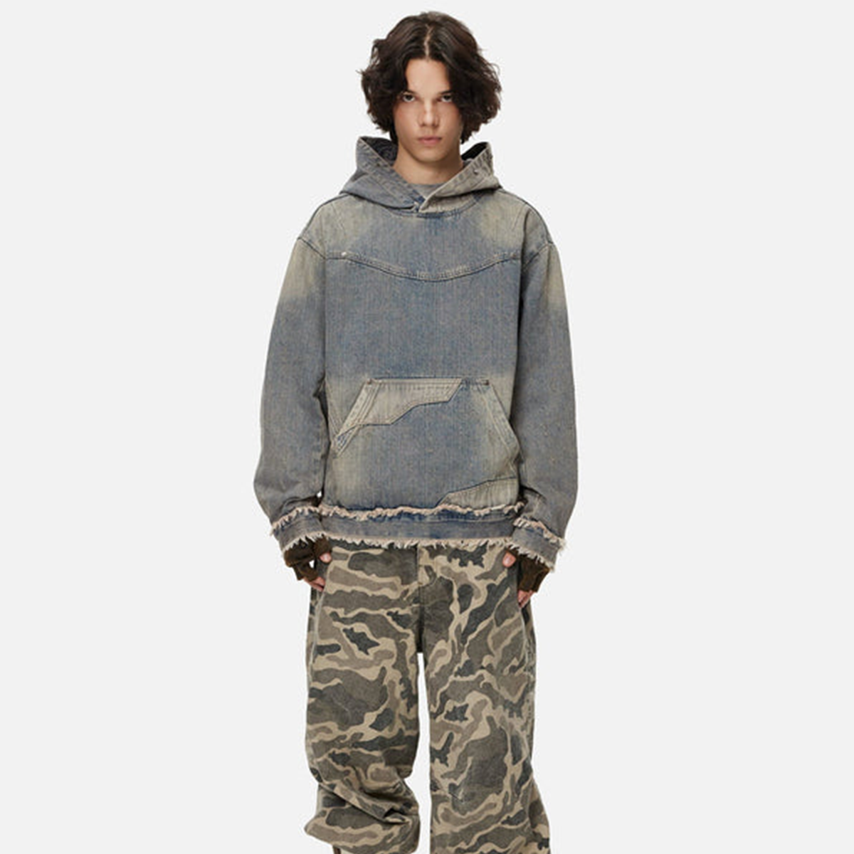 MFly Doom Washed Distressed Denim Hoodie