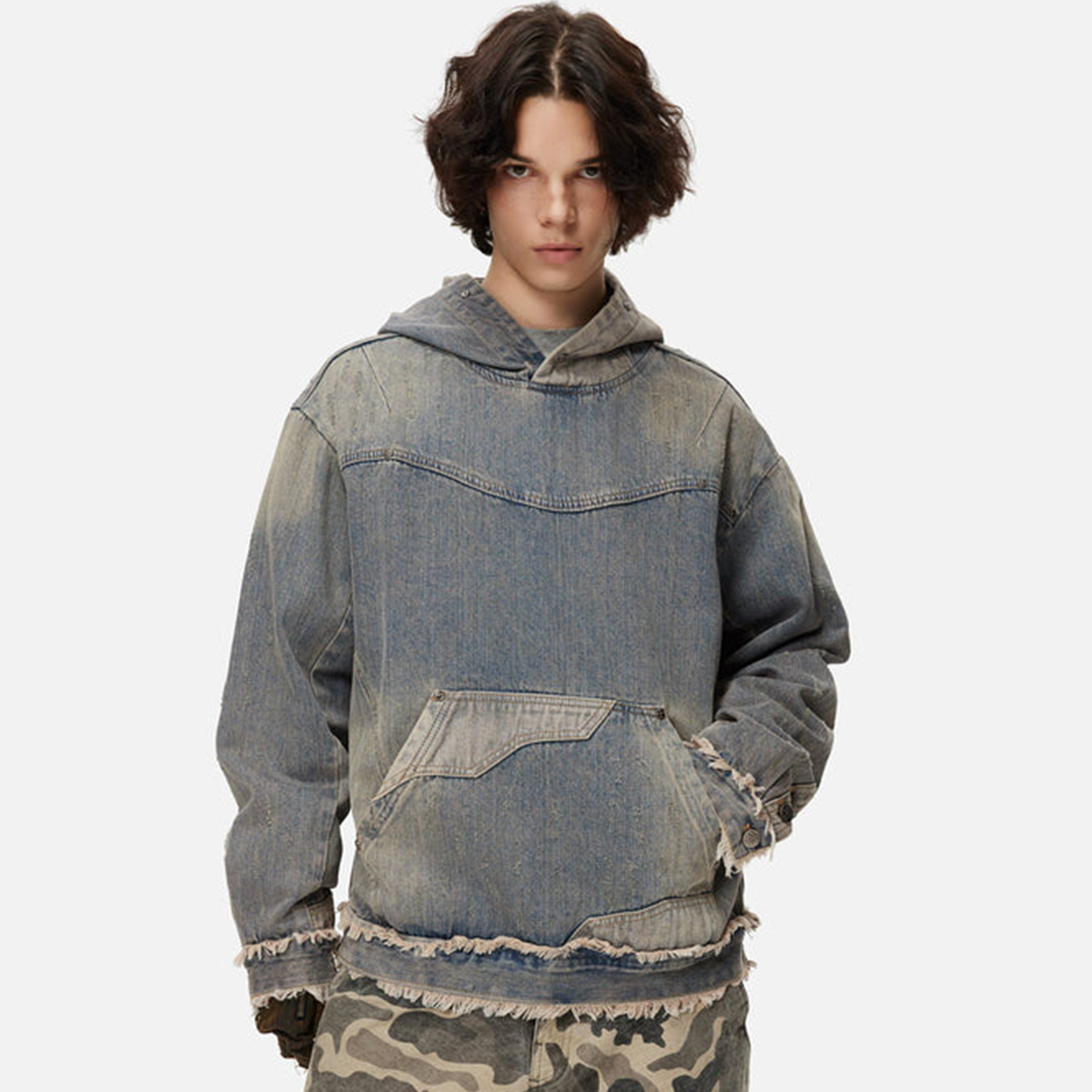 MFly Doom Washed Distressed Denim Hoodie