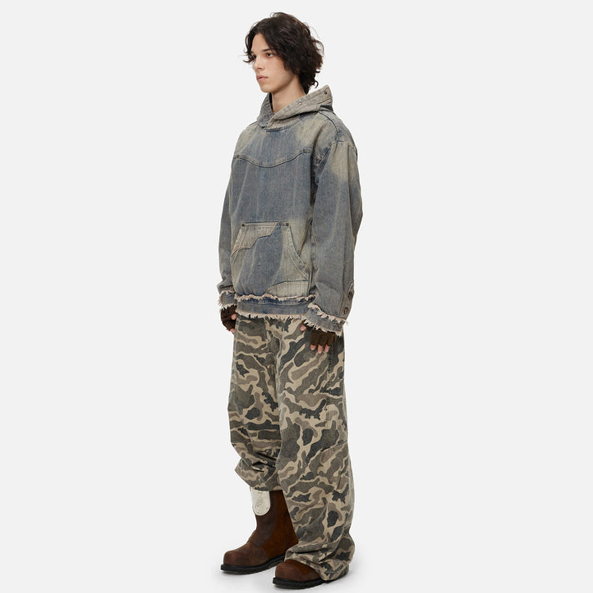 MFly Doom Washed Distressed Denim Hoodie