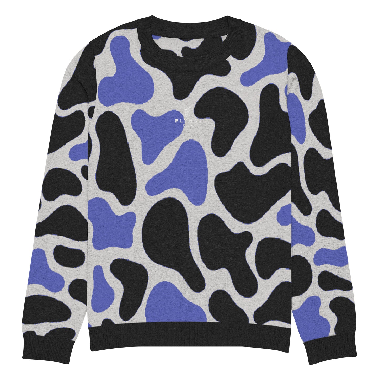 Blue Camo Knitted crew neck sweater