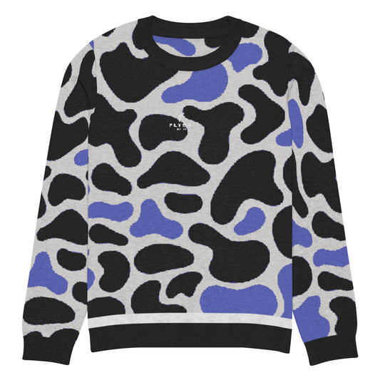 Blue Camo Knitted crew neck sweater