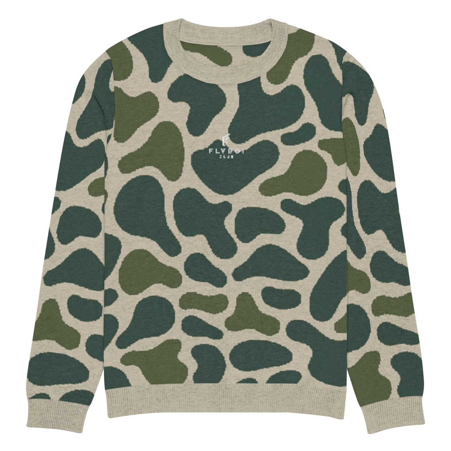 Green Camo Knitted crew neck sweater