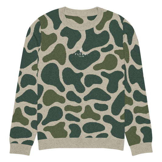 Green Camo Knitted crew neck sweater