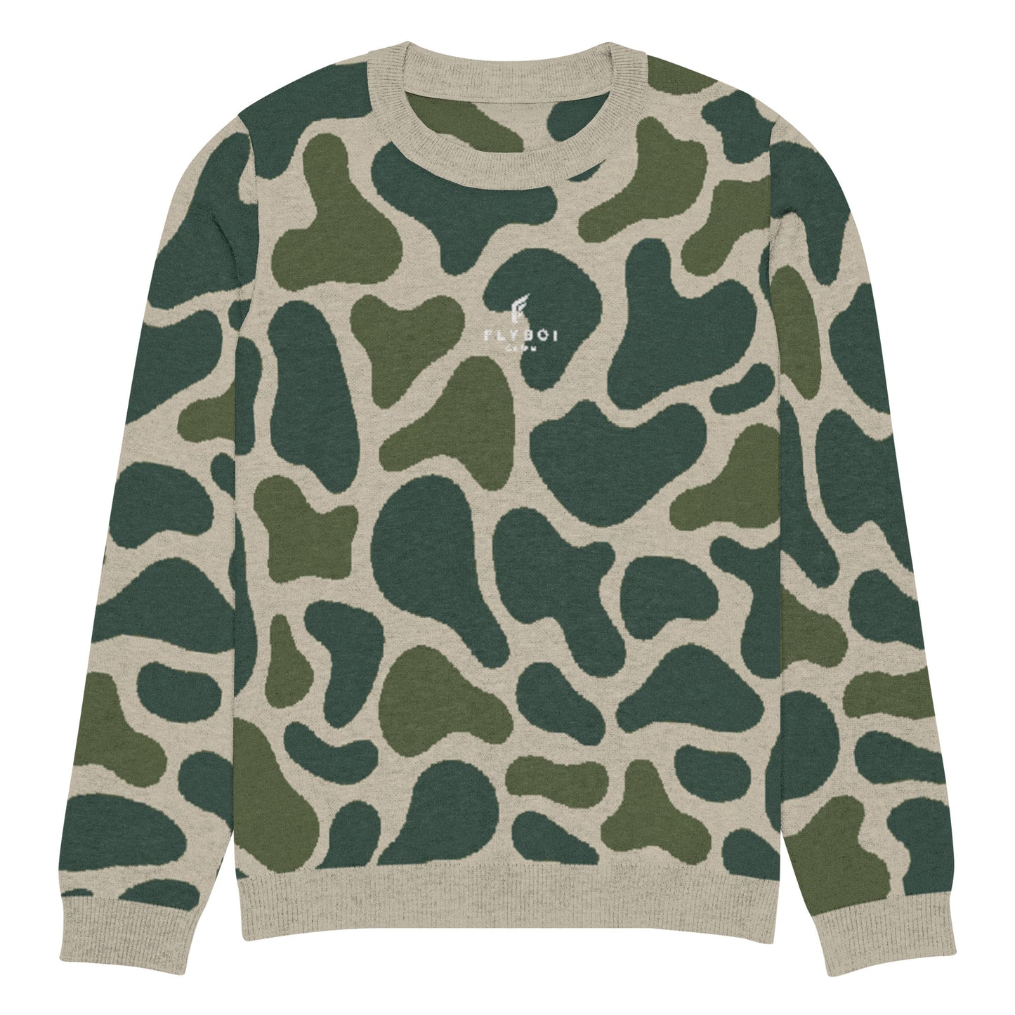Green Camo Knitted crew neck sweater