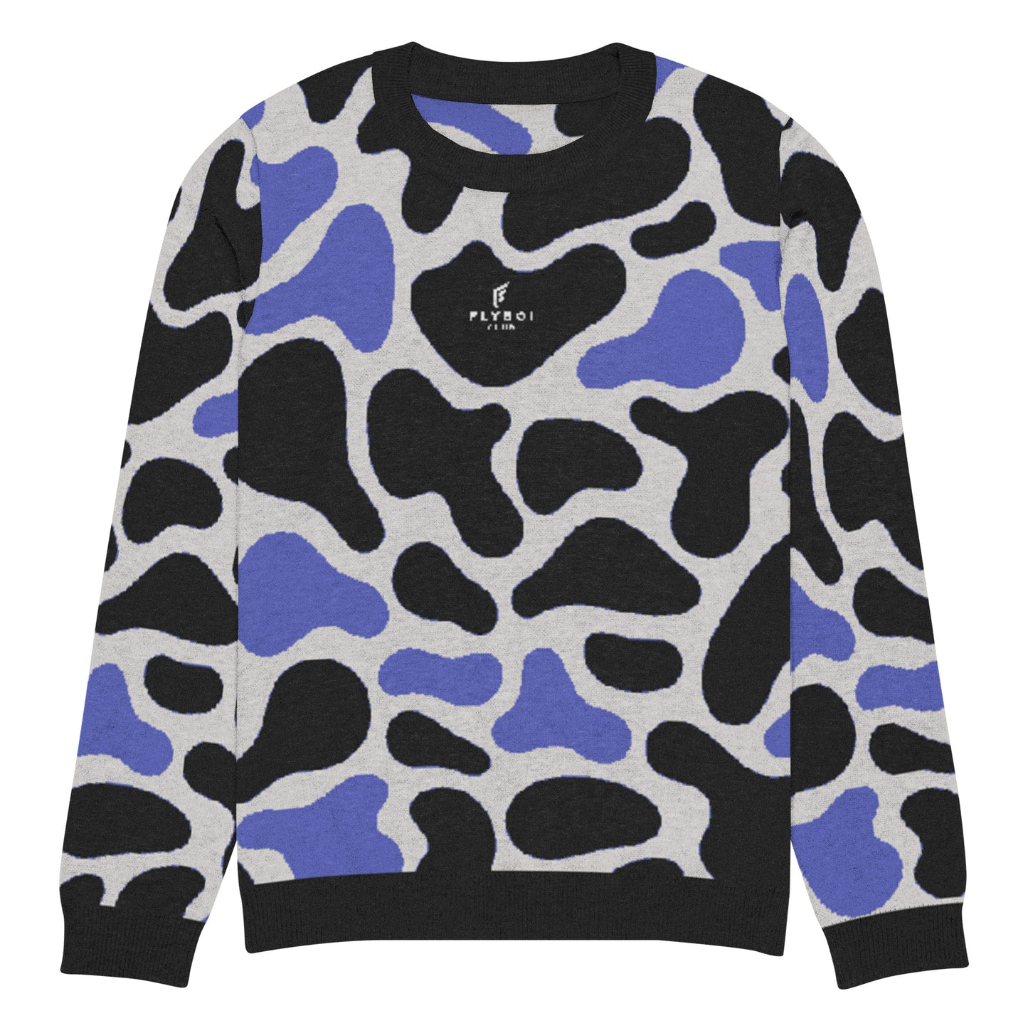 Blue Camo Knitted crew neck sweater