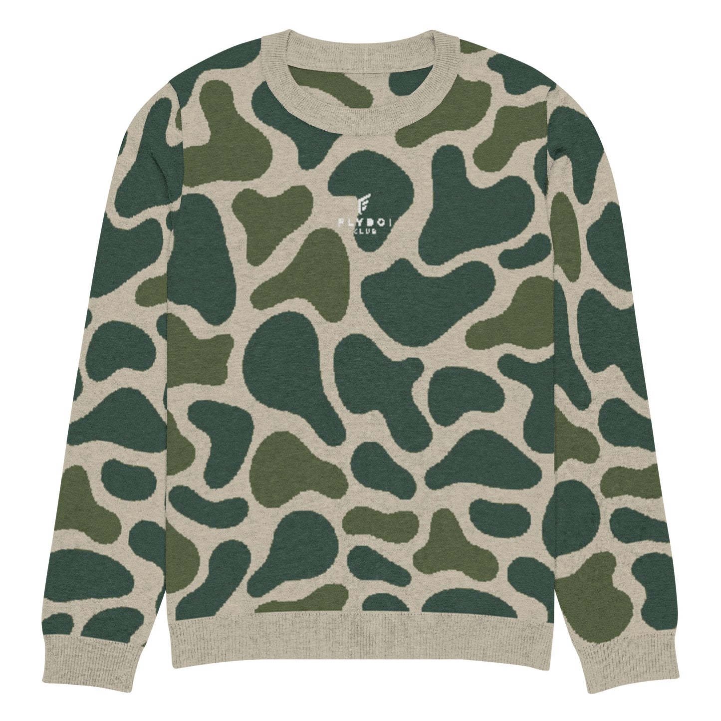 Green Camo Knitted crew neck sweater