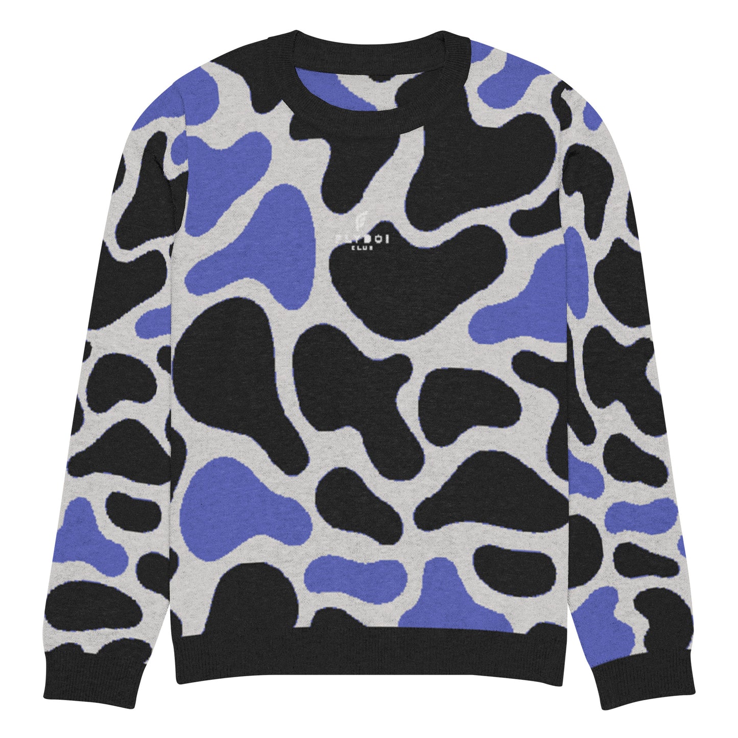 Blue Camo Knitted crew neck sweater