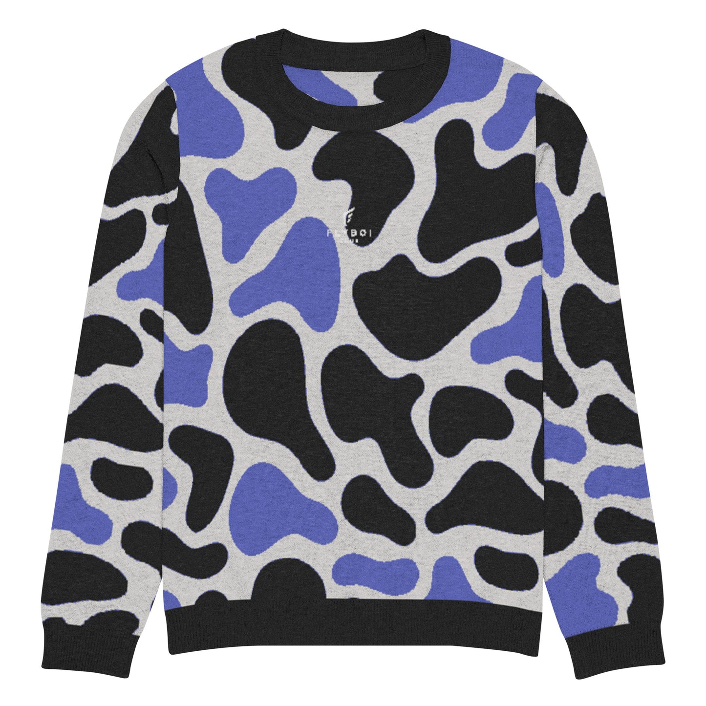 Blue Camo Knitted crew neck sweater