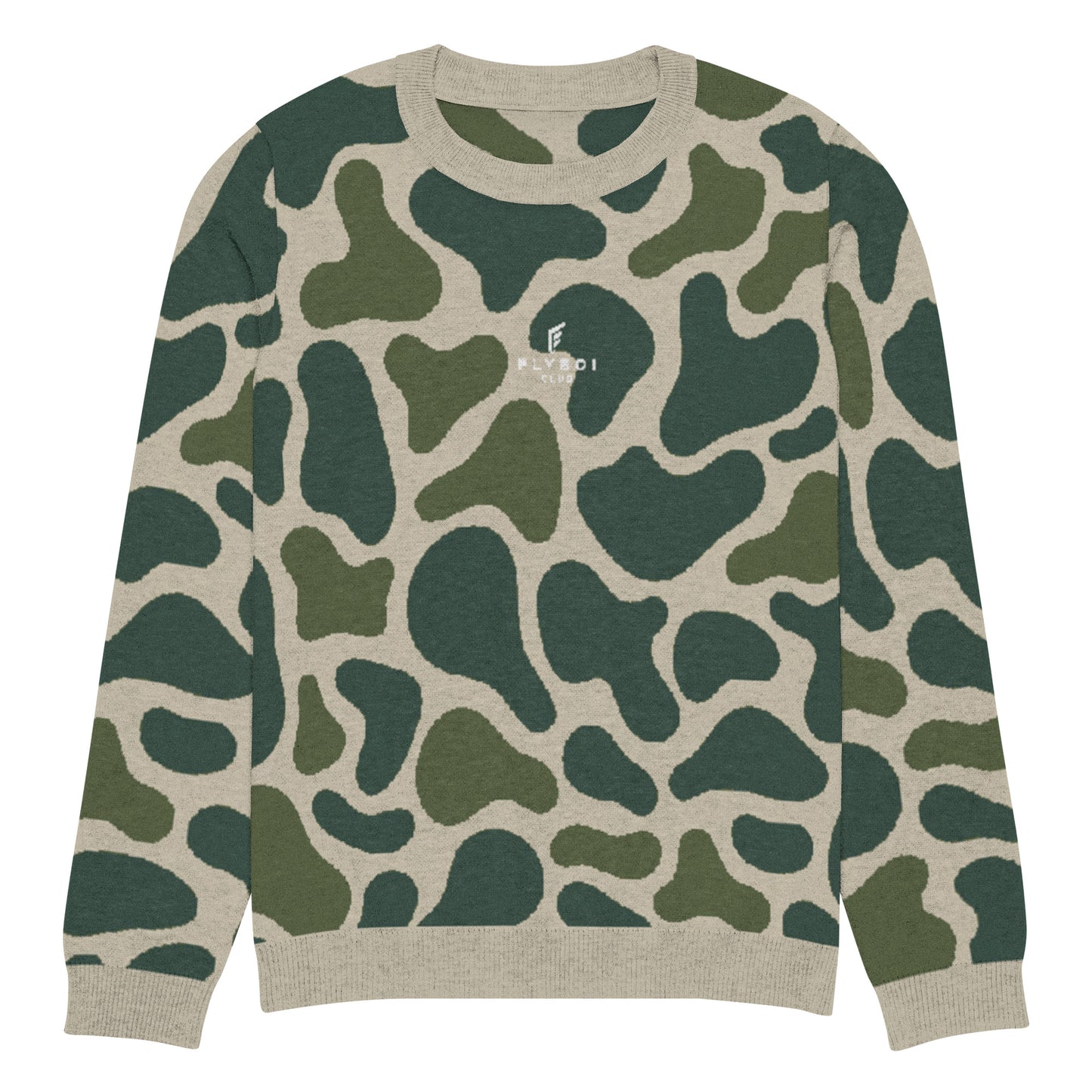 Green Camo Knitted crew neck sweater