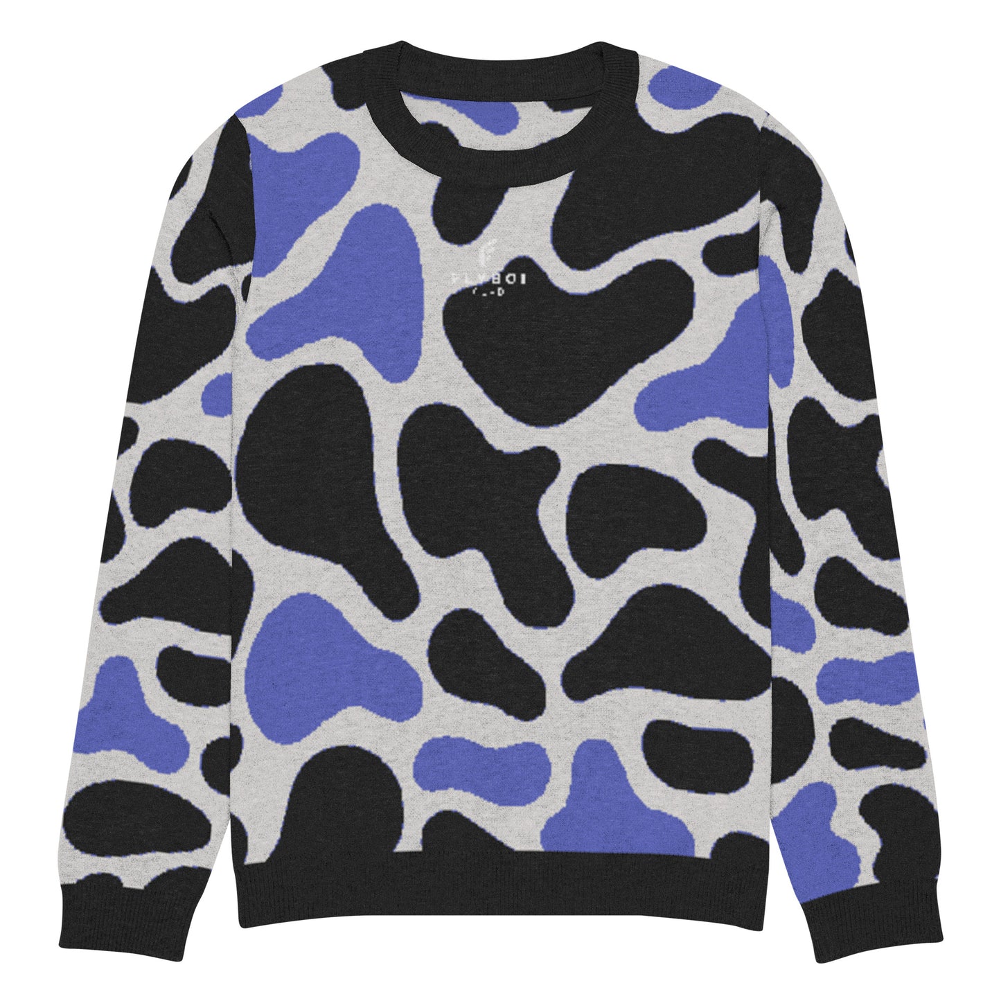Blue Camo Knitted crew neck sweater