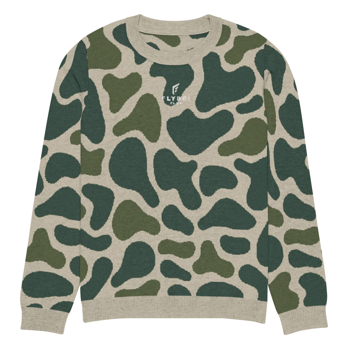 Green Camo Knitted crew neck sweater